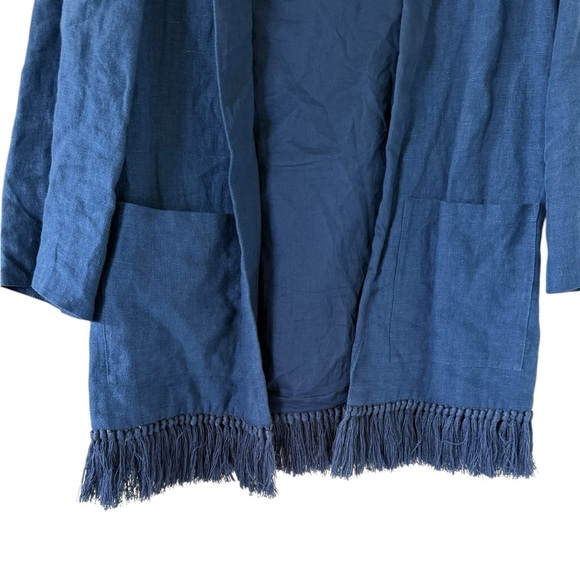 Tory Burch Emily Fringe Trim Linen Jacket - Picture 6 of 9